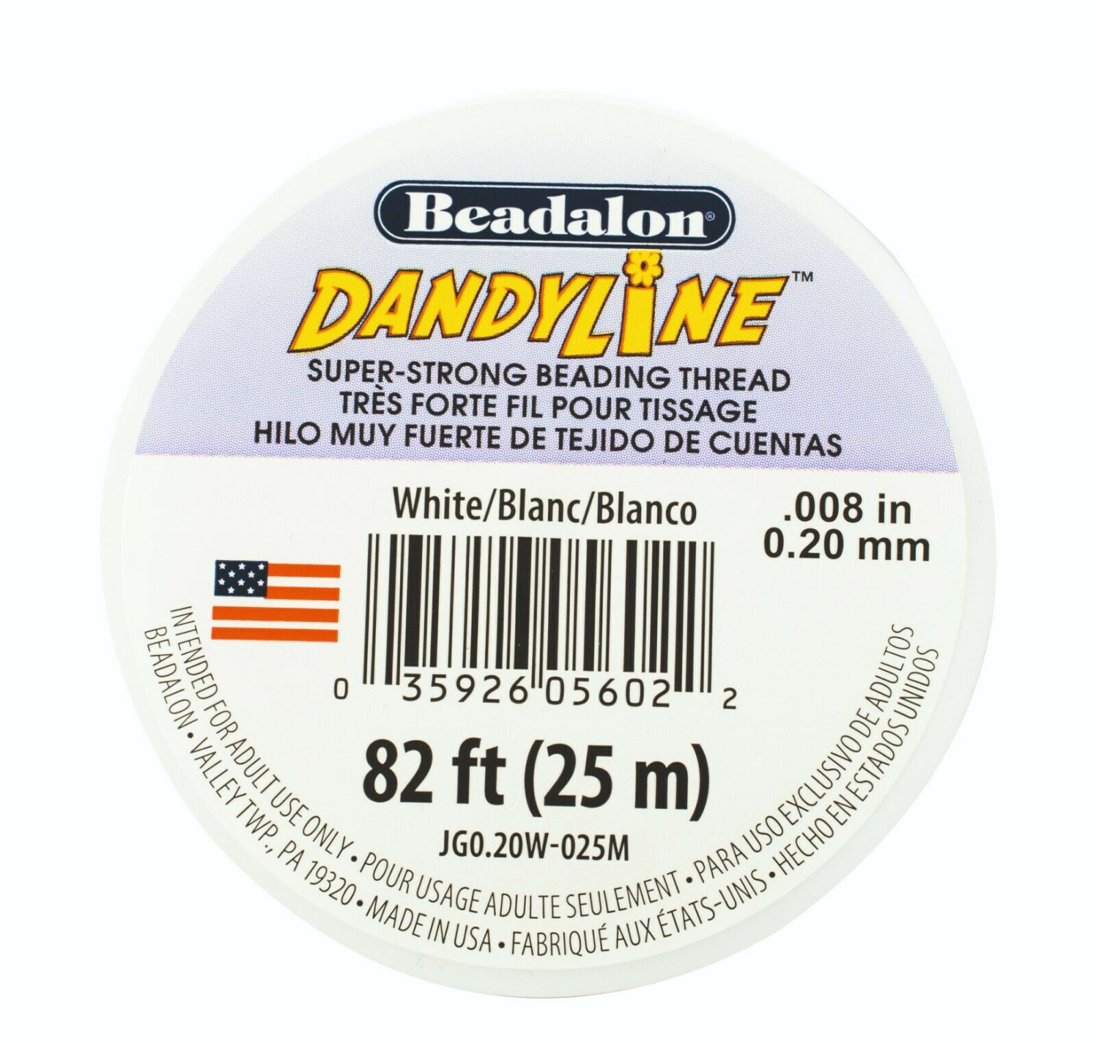 Beadalon DANDYLINE - Geflochtener synthetischer Faden (High Performance Perlseide) USA